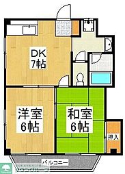 ふらっと花小金井 3階2DKの間取り