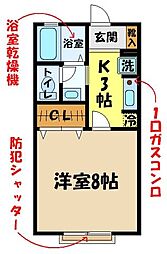 JR中央線 武蔵境駅 バス10分 吉野南下車 徒歩3分の賃貸アパート 2階1Kの間取り