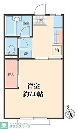 ホワイトホームズ 2階1Kの間取り