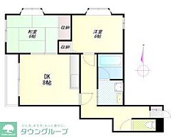 JR中央線 三鷹駅 徒歩6分の賃貸マンション 4階2DKの間取り