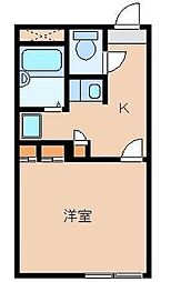 西武多摩湖線 一橋学園駅 徒歩16分の賃貸アパート 2階1Kの間取り
