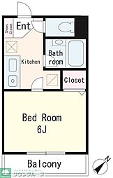 京王線 府中駅 徒歩2分の賃貸マンション 2階1Kの間取り