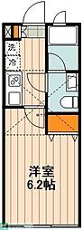 京王線 分倍河原駅 徒歩6分の賃貸アパート 2階1Kの間取り