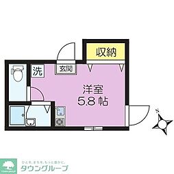 JR中央線 武蔵小金井駅 徒歩6分の賃貸アパート 2階ワンルームの間取り