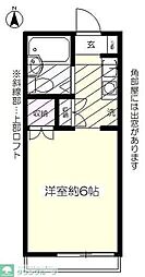 西武多摩湖線 国分寺駅 徒歩15分の賃貸アパート 1階ワンルームの間取り