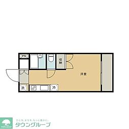 JR中央線 西国分寺駅 徒歩9分の賃貸マンション 2階1Kの間取り