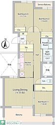 エル・セレーノ国立 2階3LDKの間取り