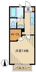JR中央線 国分寺駅 徒歩8分の賃貸アパート 1階1Kの間取り