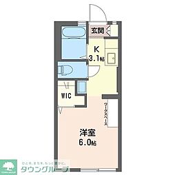 JR中央線 国立駅 徒歩13分の賃貸アパート 1階1Kの間取り