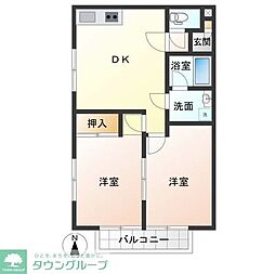 JR南武線 西府駅 徒歩11分の賃貸アパート 1階2LDKの間取り