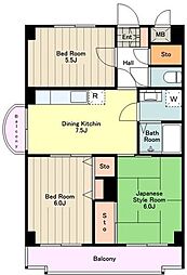 エクセル立川 5階3DKの間取り