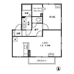 アーボリュウム深大寺 1LDKの間取図画像