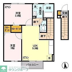 ハーモニー 2LDKの間取図画像