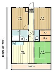 サリール立野 3DKの間取図画像