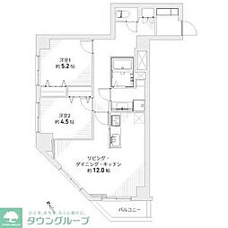 エトワール立川 2LDKの間取図画像
