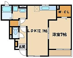 ハピネス1 1LDKの間取図画像