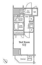 レジディア国立 1Kの間取図画像