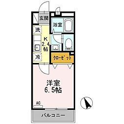 プレアディス2000 1Kの間取図画像