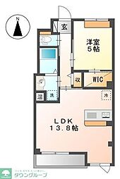 クレシア 1LDKの間取図画像
