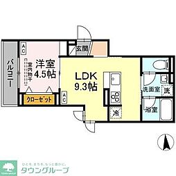 D-ROOM寺町 1LDKの間取図画像
