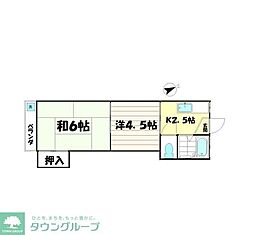 昴ハイツ 2Kの間取図画像