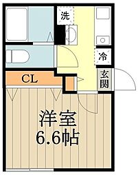 ラピス武蔵小金井 1Kの間取図画像