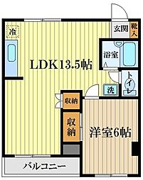 マーサアームズ 1LDKの間取図画像
