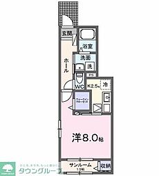 アヴニール 1Kの間取図画像
