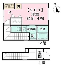 Grandir 1Kの間取図画像