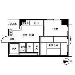 アネックス調布 2DKの間取図画像