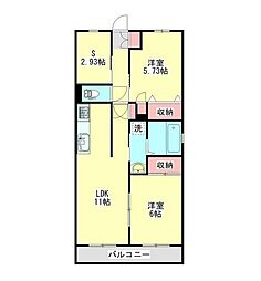 フラワーハイツ 2SLDKの間取図画像