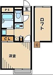 レオパレスアミティエ 1階1Kの間取り
