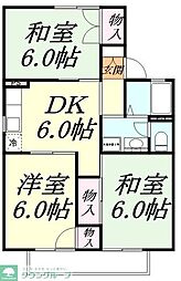 JR京浜東北・根岸線 さいたま新都心駅 徒歩11分の賃貸アパート 2階3DKの間取り
