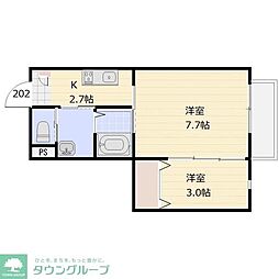 フィカーサ東大宮 2階1SKの間取り