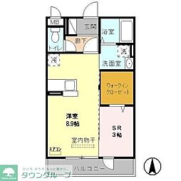トレビナ与野本町 3階1LDKの間取り