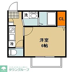 L’Aria Omiya 2階1Kの間取り