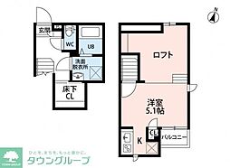 ＣＢ原市ベラヴィータ 2階1Kの間取り