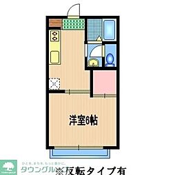 グリーンパレス小林 2階1Kの間取り