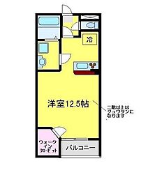 レオパレスマンダリーヌ　26571 2階1Kの間取り