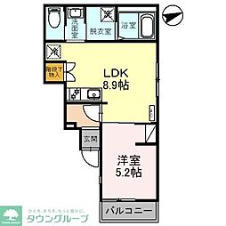 DCR大久保領家 1階1LDKの間取り