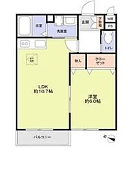 ロイヤルパーク 1階1LDKの間取り