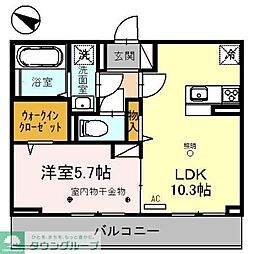 リヴィエール　I 3階1LDKの間取り