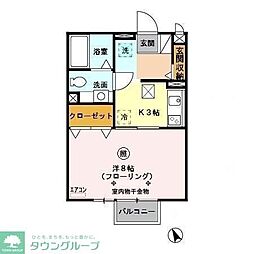 モナリエ中浦和 1階1Kの間取り