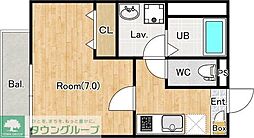 ジーメゾン大宮七里ウエスト 1Kの間取図画像