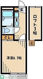 レオパレス風の丘 1Kの間取図画像