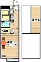 レオパレスウエスト本郷1 1Kの間取図画像