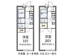 レオパレスSHIBIRAKI 1Kの間取図画像