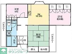 エンブレム上尾 3DKの間取図画像