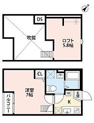 フレシア 1Kの間取図画像