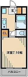 グリーンハイム南浦和 1Kの間取図画像
